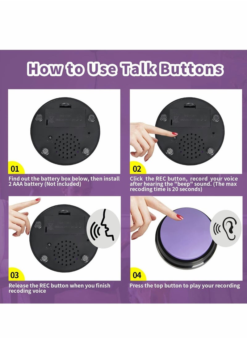 Excefore - Recordable Dog Buttons,Dog Buttons for Communication Pet Training Buzzer, 20 Second Record & Playback Dog Talking Button Set Funny Gift for Cat Pet Training Office Home Game(4 Packs) - Image 1