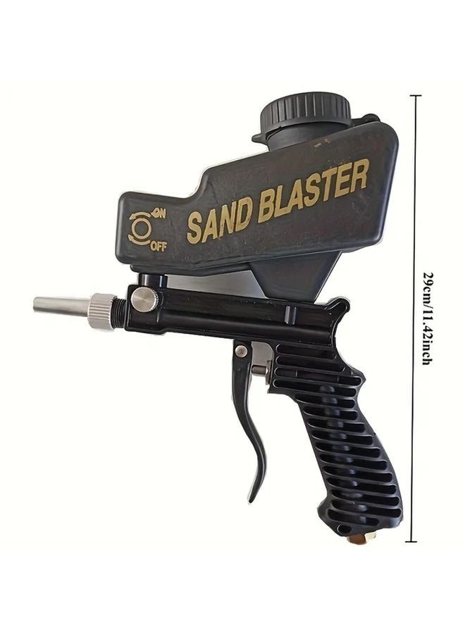 Black Gravity Fed Sandblaster Gun Kit Manual Air Powered Rust Oil Removal Tool - Image 3