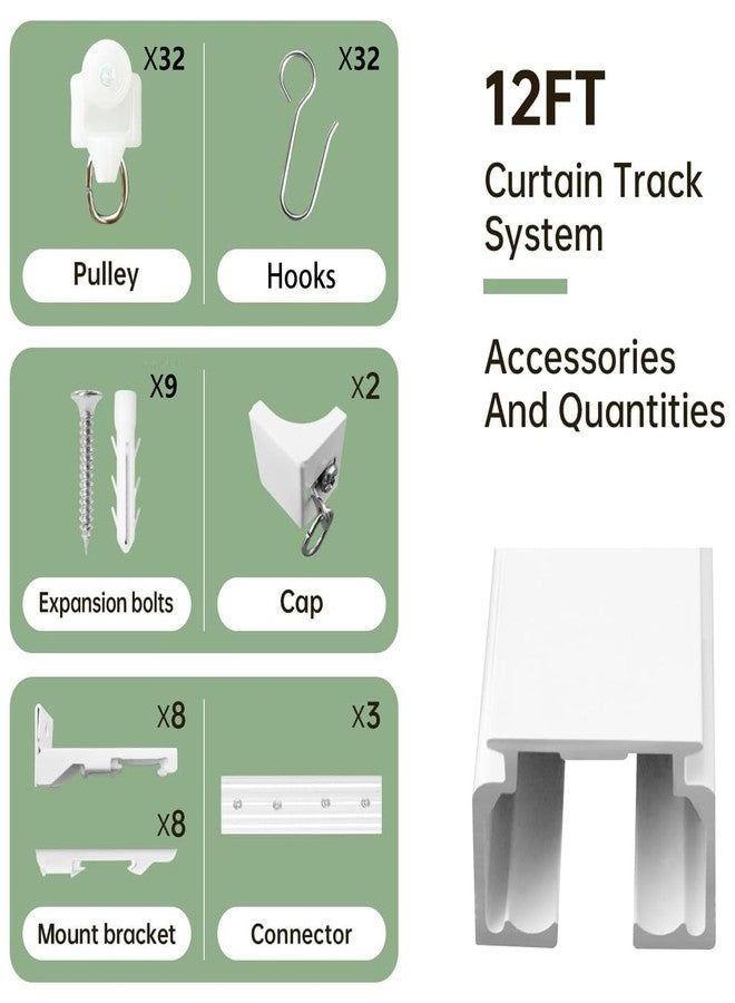 MaKefeile Curtain Tracks Ceiling Wall Mounted Heavy-Duty Curtains Rails Room Divider Track for Living Bedroom Shower White 3FT To 12FT - Image 3