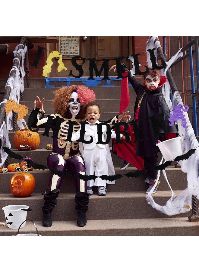 LeeSky Black Glitter I Smell Children Banner And Halloween Bat Banner Hocus Pocus Banner I Smell Children Hocus Pocus Sign For Hocus Pocus Halloween I Smell Children Decorations - Image 4