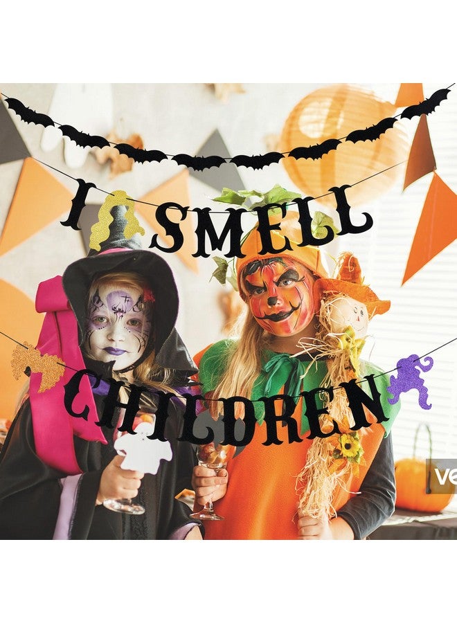 LeeSky Black Glitter I Smell Children Banner And Halloween Bat Banner Hocus Pocus Banner I Smell Children Hocus Pocus Sign For Hocus Pocus Halloween I Smell Children Decorations - Image 3