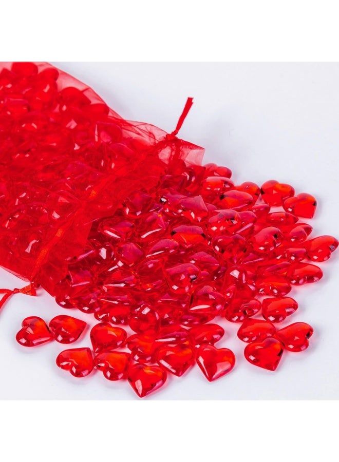 AiFanS 225PCS Red Heart Shaped Marbles â€“ Acrylic Heart Gems for Vase Fillers, Table Scatter, Home DÃ©cor & Centerpieces, Perfect for Valentine's Day Decorations - Image 1