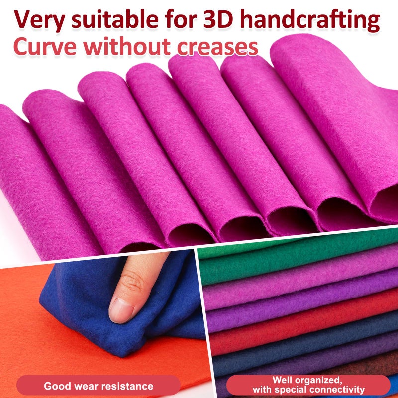 XSEINO 12 Rolls 8"x35" 1.4mm Thick Soft Felt Fabric Sheet 12 Assorted Dark Series Colors Felt Pack for DIY Craft Sewing Squares Nonwoven Patchwork - Image 5