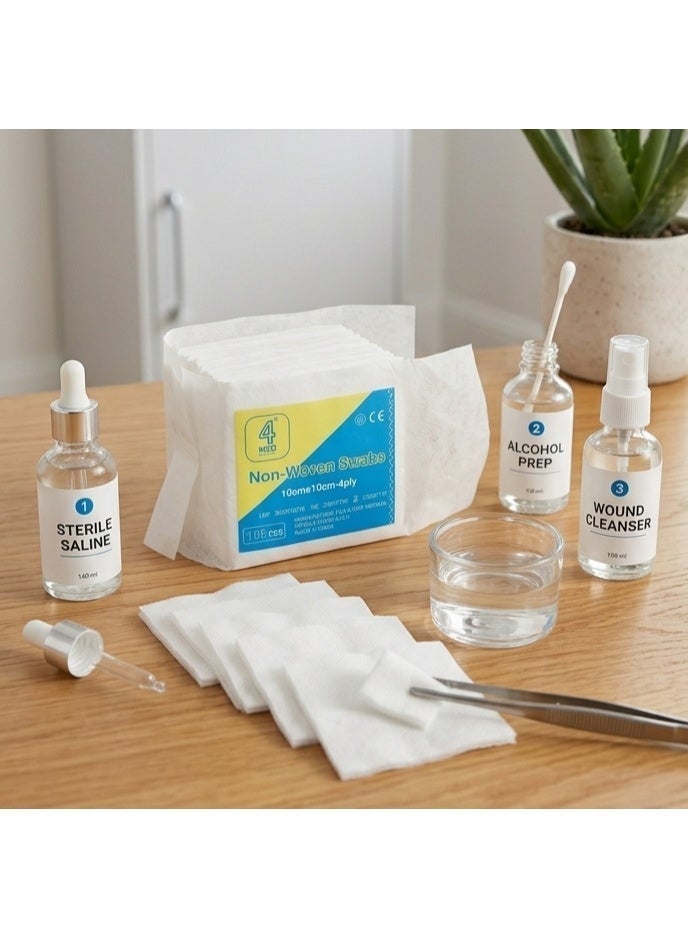 Safecare Non-Woven Swabs, 10cm x 10cm, 4-Ply, Soft & Absorbent Gauze Pads for Wound Care & First Aid, 100 Pieces - Image 2