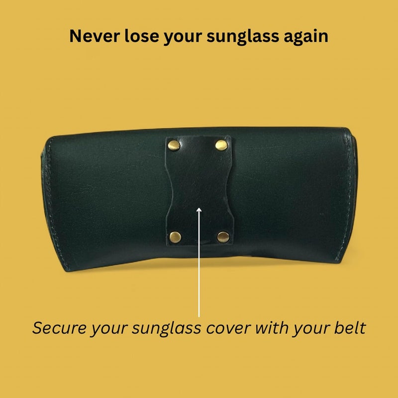 Revmark Genuine Leather Sunglass Case, Vintage Style - Image 3