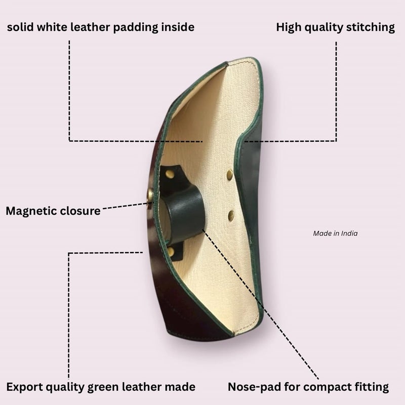 Revmark Genuine Leather Sunglass Case, Vintage Style - Image 2