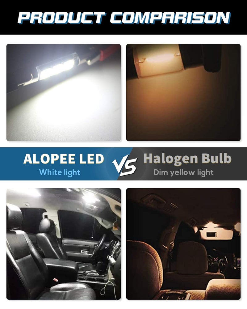 Alopee 6614 6614F LED Bulb 30mm(1.18") 31mm(1.22") 50 Lums White 3SMD 5050 Chips, 6612F LED Bulbs for Cars Interior Vanity Mirror Lights Sun Visor Lights, License Plate Light, Pack of 20 - Image 5