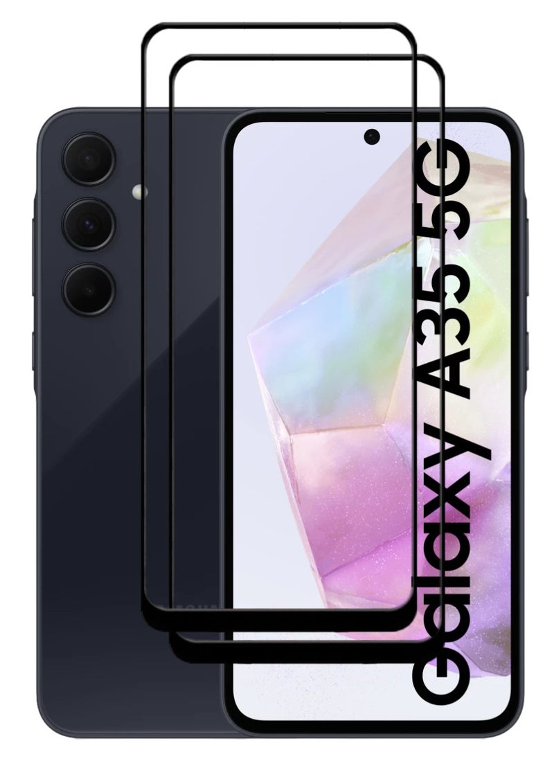 ACLIX 2 Pieces Tempered Glass Screen Protector Antistatic ESD Dustproof Premium Quality High Definition Designed For Samsung Galaxy A35 - Image 1