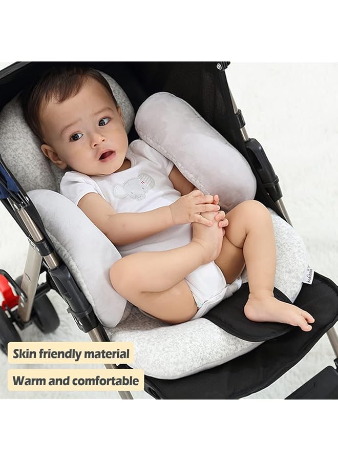 KAKIBLIN Baby Stroller Cushion Soft Baby Stroller Liner Pram Head And Body Support Cushion Washable Baby Stroller Padding Head Support Pillow For Newborn Gray - Image 2