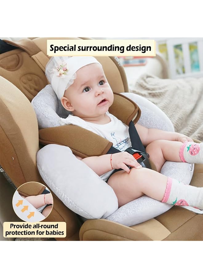 KAKIBLIN Baby Stroller Cushion Soft Baby Stroller Liner Pram Head And Body Support Cushion Washable Baby Stroller Padding Head Support Pillow For Newborn Gray - Image 3