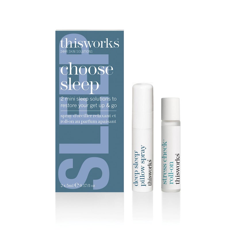 thisworks Choose Sleep Travel Kit, The Deep Sleep Pillow Mini Spray and Aromatherapeutic Roller Ball Infused with Eucalyptus, Frankincense & Lavender Essential Oils, 2x5ml - Image 1