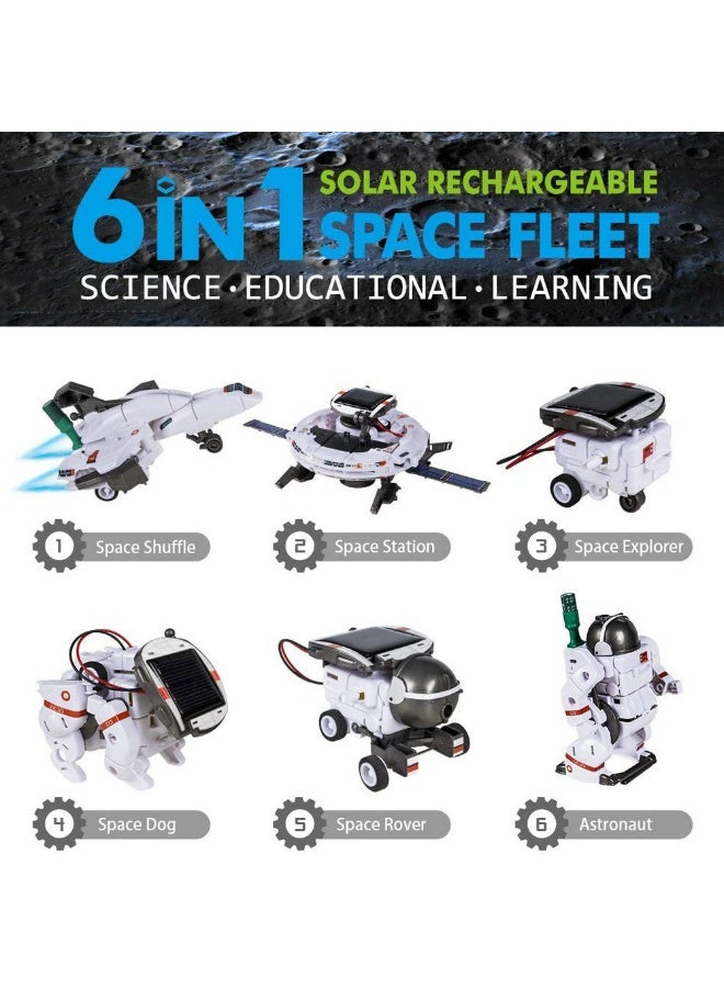 Children's 6-in-1 space robot educational assembly toy 6-in-1 self-assembly solar toy car - Image 1