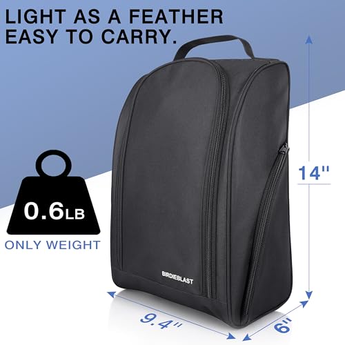 BIRDIEBLAST Golf Shoe Bag, Zipper Sports Shoe Strap Bag with Side Accessory Pocket for Storing Golf Accessories, Padded Golf Shoe Carry Bags with Clasped Strap Handle (Black) - Image 5