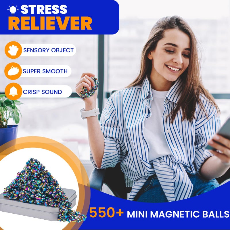 LECTRUS Magnetic Balls Over 550 PCS Mini Rainbow Magnetic Putty, with Smooth Magnetic Beads, Fidget Toys for Adult, Weak Ferrite Putty Desk Toys for Office (Multicolored) - Image 2