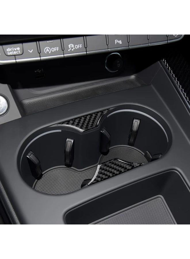 Black Carbon Fiber Left Hand Drive Cup Holder Sticker for Audi A4 A5 2016 2024 Interior Decal - Image 4