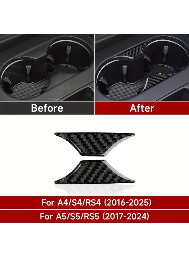 Black Carbon Fiber Left Hand Drive Cup Holder Sticker for Audi A4 A5 2016 2024 Interior Decal - Image 1