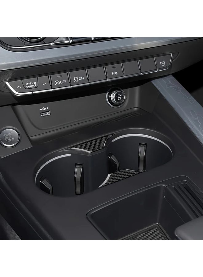 Black Carbon Fiber Left Hand Drive Cup Holder Sticker for Audi A4 A5 2016 2024 Interior Decal - Image 3