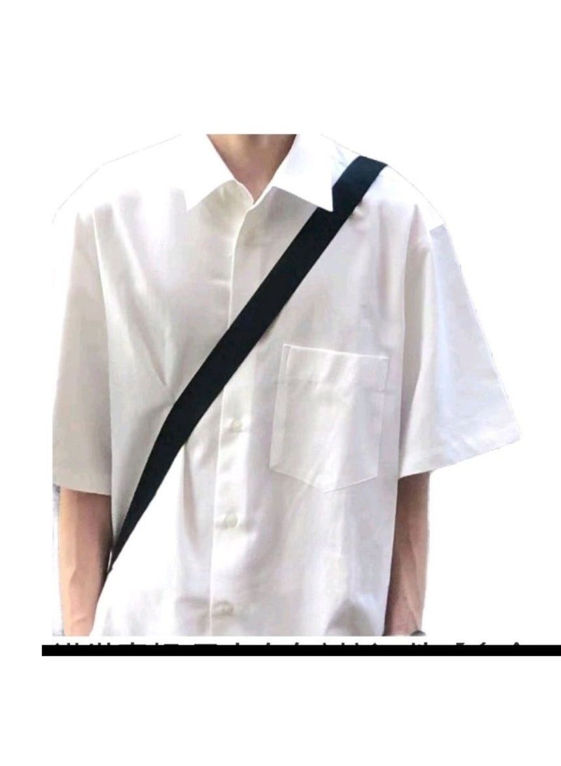 NIBEMINENT Trendy men's white short-sleeved shirt - Image 2