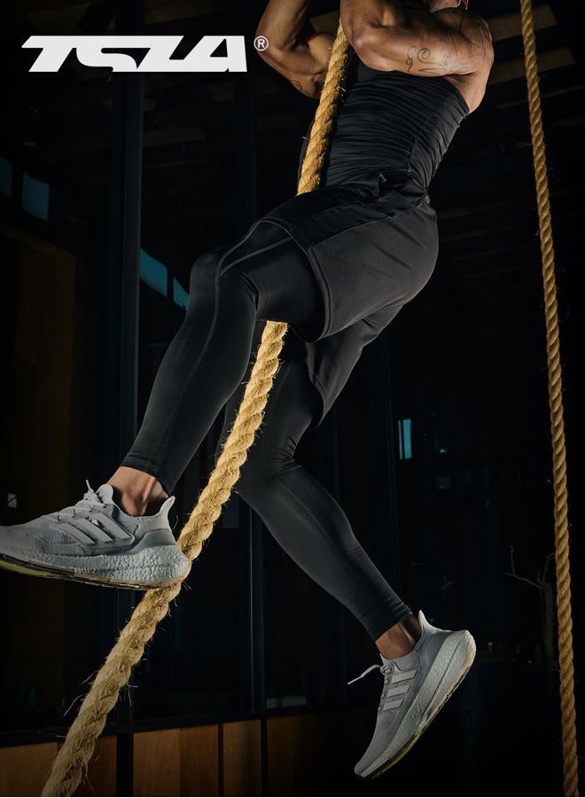 TSLA Men's Compression Pants - Cool Dry Athletic Sports Workout Running Tights Leggings Baselayer - Image 3