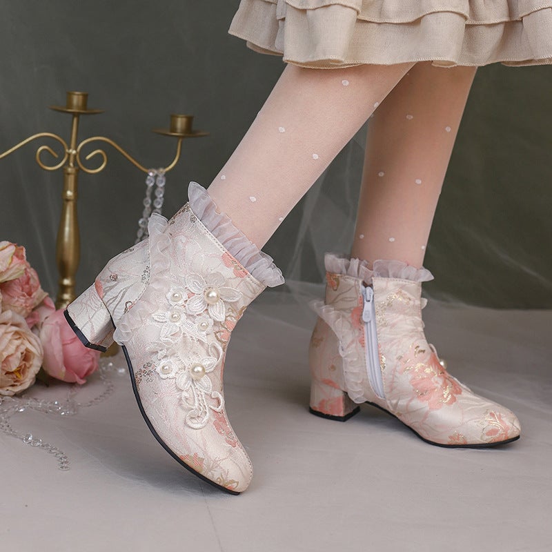 Foreign Single 2024 National Wind Lace Flower 33-43 Big Children National Tide Cheongsam Chinese Clothing Women'S Low Boots - Image 5