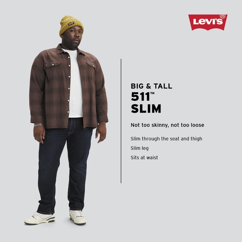 Levi's Men's 511 Slim Fit Jeans (Regular and Big & Tall), Dark Hollow, 60Wx32L - Image 4
