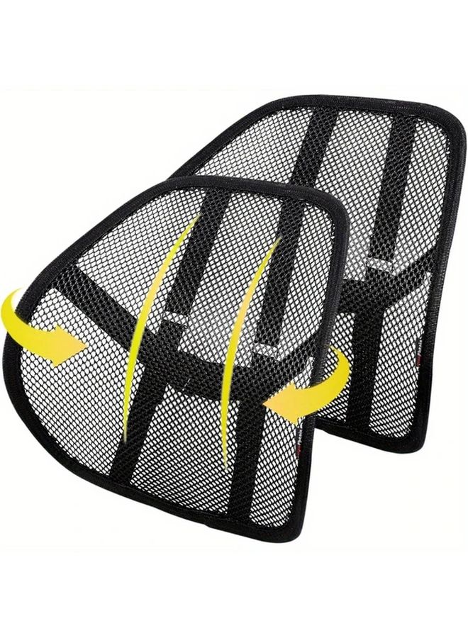 2 Pcs Ergonomic Lumbar Support Cushion Breathable Mesh For Car And Office Chair - Image 1