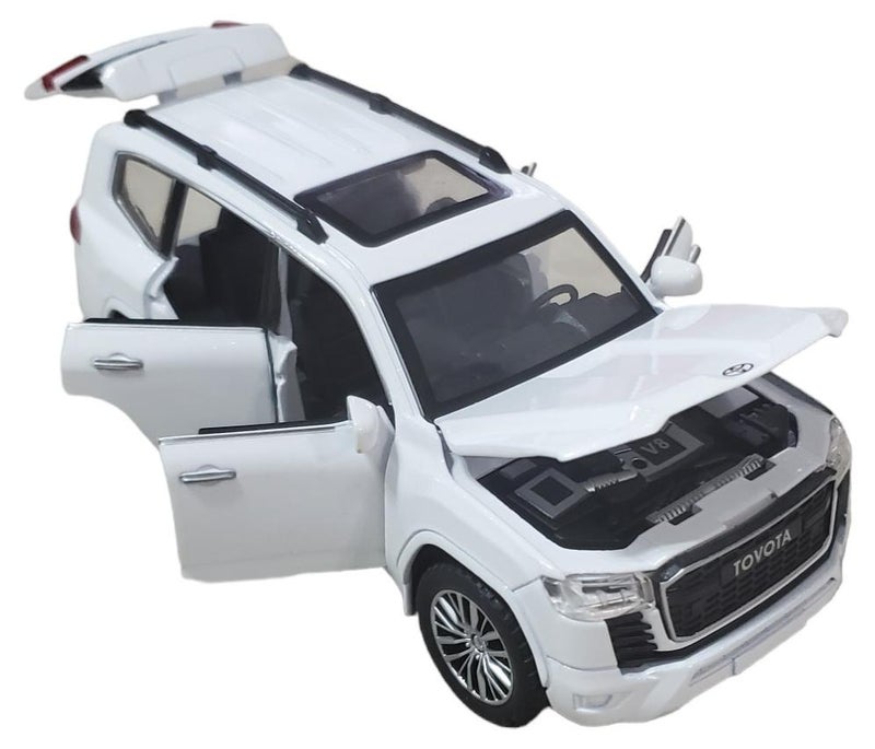 هونغيو مجسم معدني مصغر بتفاصيل دقيقة لسيارة لاند كروزر بتصميم عالي الأداء مع الإضاءة والصوت - Image 1