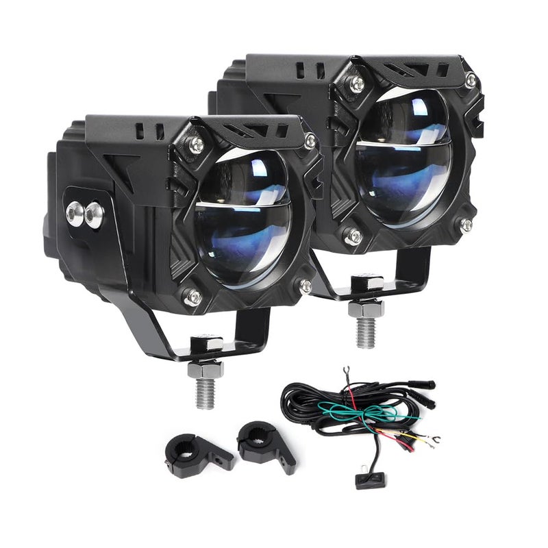 EXZEIT Motorcycle Auxiliary Light Kit, White and Yellow High Low Beam Driving Lights Fog Light, Compatible with Motorcycle ADV ATV UTV Car Truck, 12V/24V - Image 1