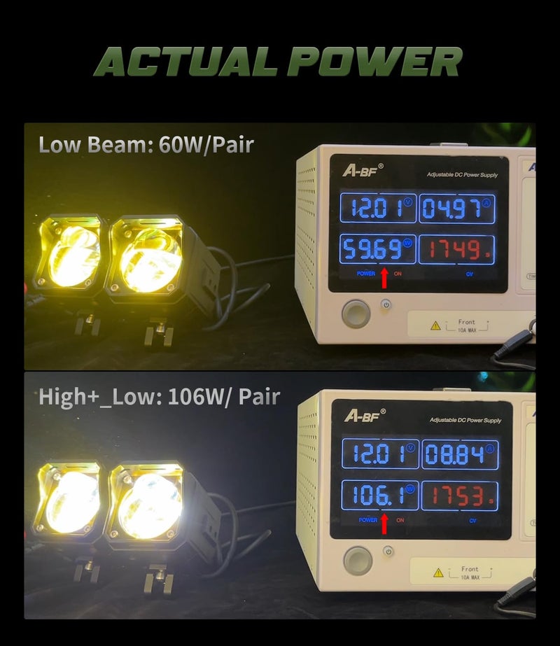 EXZEIT Motorcycle Auxiliary Light Kit, White and Yellow High Low Beam Driving Lights Fog Light, Compatible with Motorcycle ADV ATV UTV Car Truck, 12V/24V - Image 2
