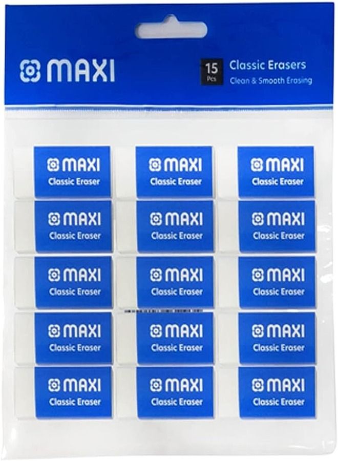Maxi MAXI CLASSIC DUST FREE ERASER MEDIUM POLY BAG OF 15PC  - Image 1