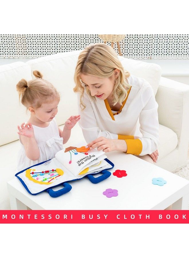 مجموعة كتب Baby Soft Busy Book My Quiet Book للسفر ولعبة Montessori الحسية التعليمية، 10 أنشطة تعليمية لمرحلة ما قبل المدرسة للأطفال الصغار من سن 1 إلى 3 سنوات، الأولاد والبنات (أزرق)