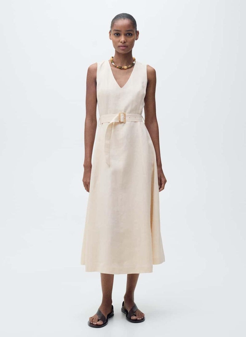 MANGO - Casual Belt Linen Dress - Image 1