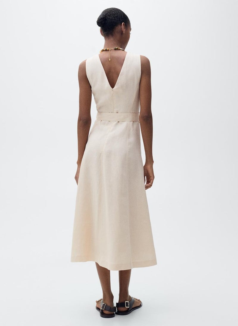 MANGO - Casual Belt Linen Dress - Image 1