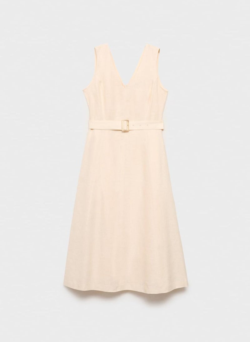 MANGO - Casual Belt Linen Dress - Image 1
