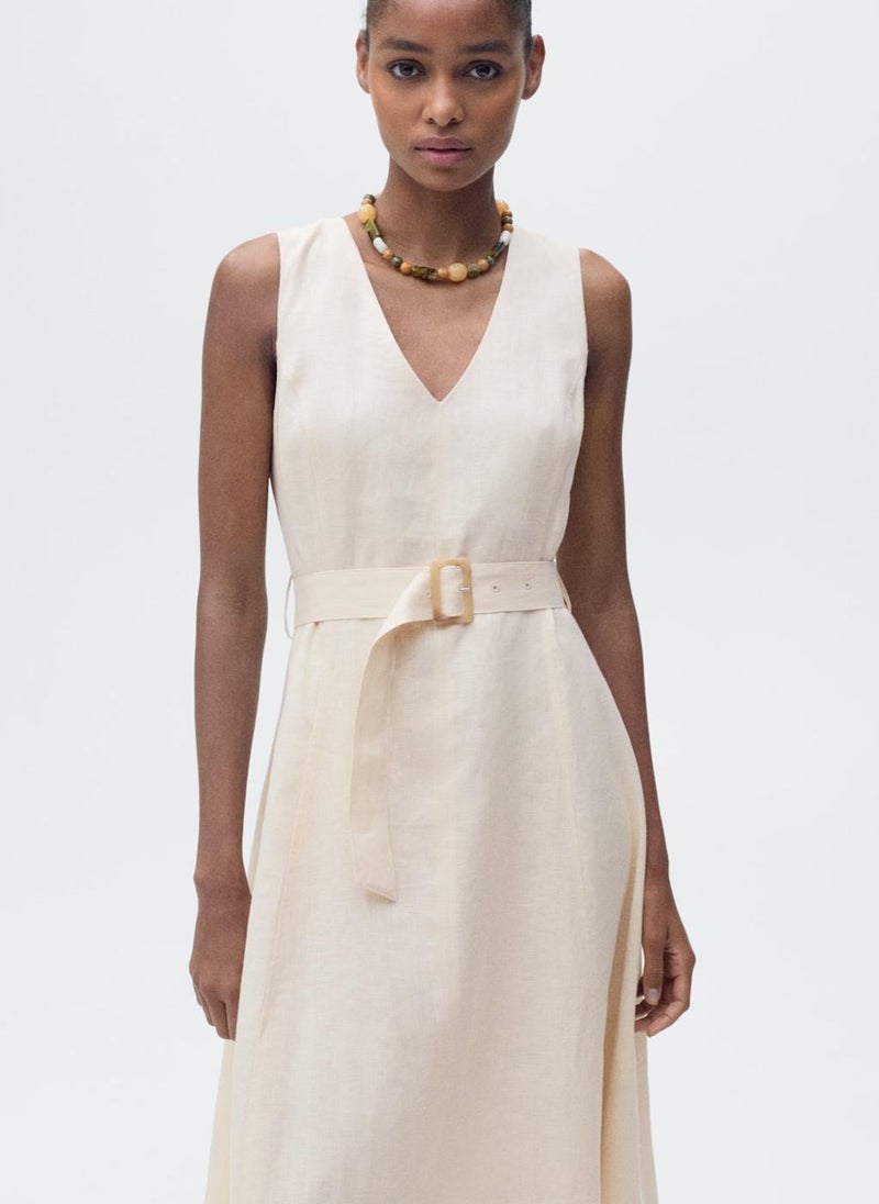MANGO - Casual Belt Linen Dress - Image 1