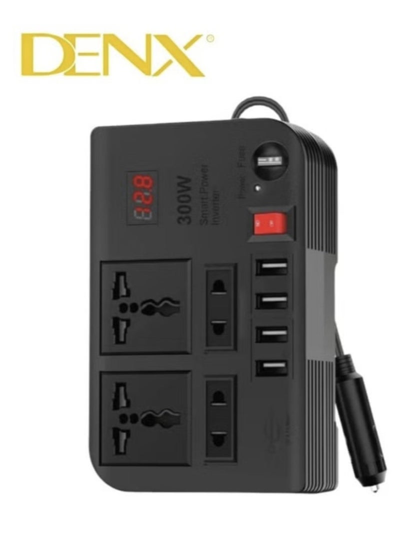 دينكس محول طاقة السيارة، 12 فولت إلى 220 فولت، موجة جيبية معدلة عالية التردد، 300 واط، متعدد المنافذ - Image 2