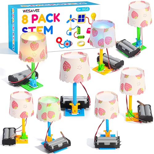 WESAYEE Bulk STEM Kits 8 Set Electric Light Engineering Circuit Kit Science Experiments Building Toys for Ages 812 STEM Girls Boys Arts and Crafts Table Lamps for Kids Activities 810 1012 14 - Image 1