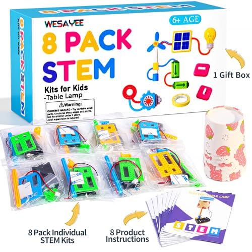 WESAYEE Bulk STEM Kits 8 Set Electric Light Engineering Circuit Kit Science Experiments Building Toys for Ages 812 STEM Girls Boys Arts and Crafts Table Lamps for Kids Activities 810 1012 14 - Image 5