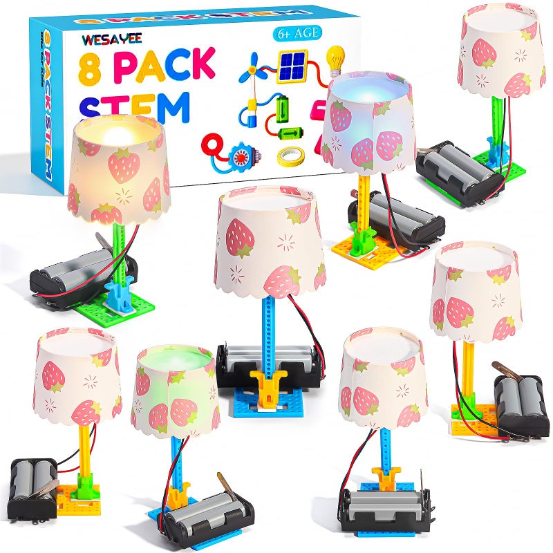 WESAYEE Bulk STEM Kits 8 Set Electric Light Engineering Circuit Kit Science Experiments Building Toys for Ages 812 STEM Girls Boys Arts and Crafts Table Lamps for Kids Activities 810 1012 14 - Image 3