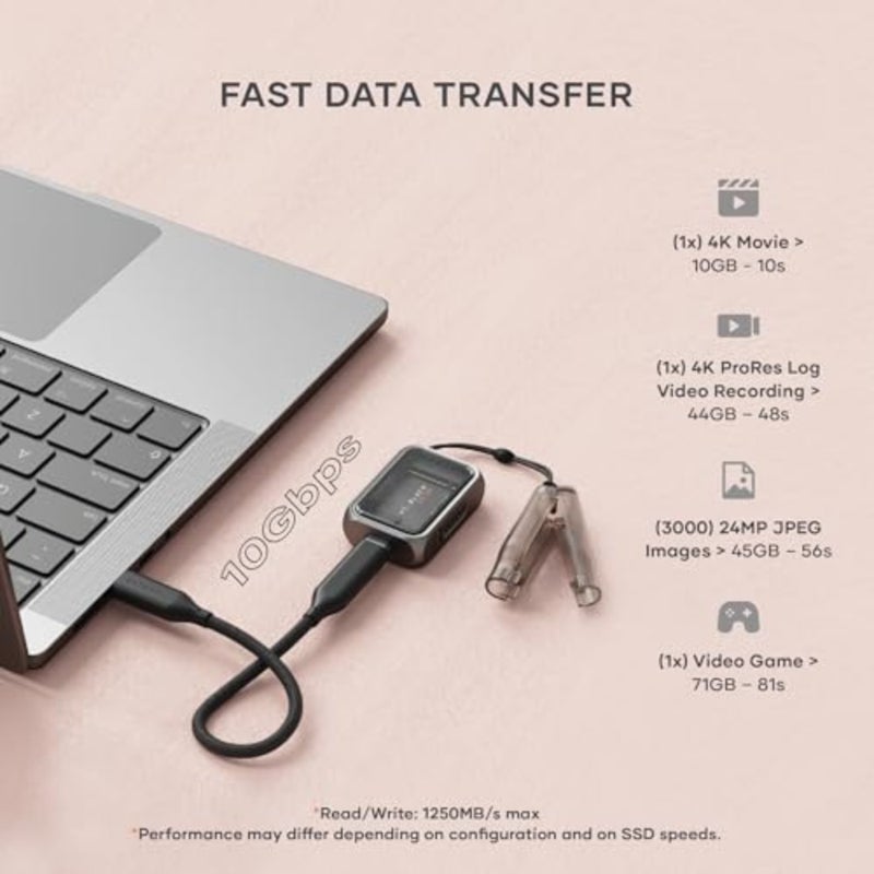 حاوية Mini M.2 NVMe SSD للاستخدام المحمول، سبائك الألومنيوم، أسود، سرعة نقل 10 جيجابت في الثانية مع تبريد تلقائي نشط وتصميم USB-C، يدعم 2230 محرك أقراص بسعة تصل إلى 2 تيرابايت - Image 3
