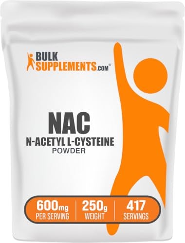 BulkSupplements مسحوق NAC من BulkSupplementscom ن-أسيتيل سيستين 600 ملغ مكمل NAC دعم مضاد للأكسدة خالي من الغلوتين 600 ملغ لكل حصة 417 حصة 250 غ 88 أونصة عبوة من 1