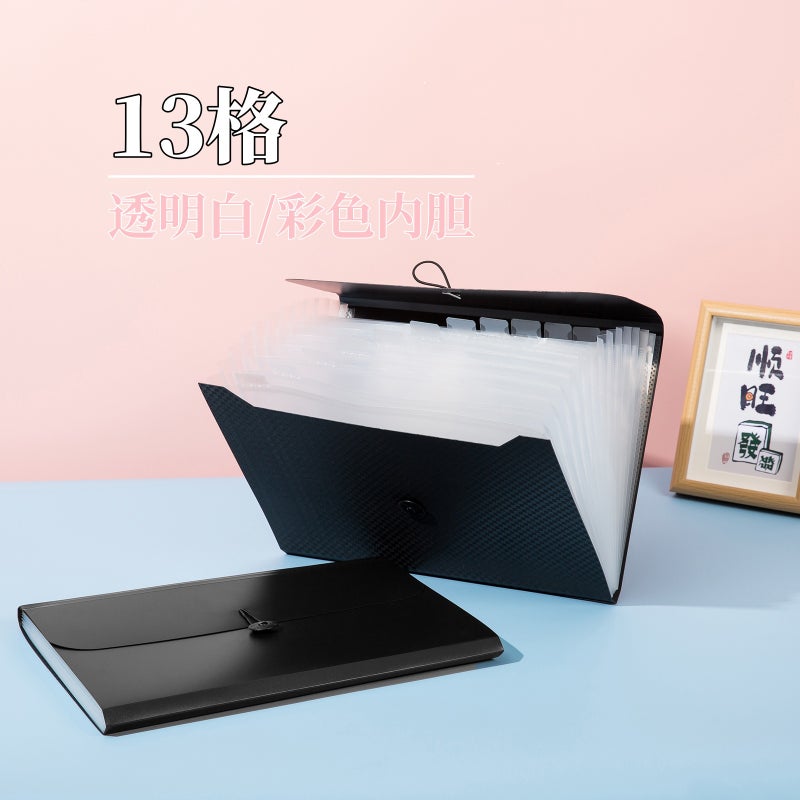 13-Grid Folder Pp Organ Bag A4 Office Storage File Bag Student Examination Paper Information Bag Multifunctional Storage Bag - Image 2