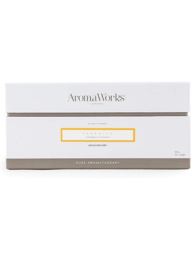 AROMAWORKS قنبلة الاستحمام أروما ووركس سيرينيتي أروما بومب - روائح الليمون، النيرولي والجرانيوم الحلو - رفع، توازن وتركيز - طبيعي، نباتي، خالي من القسوة - 8.81 أونصة لكل واحدة (عبوة من 2) - Image 4