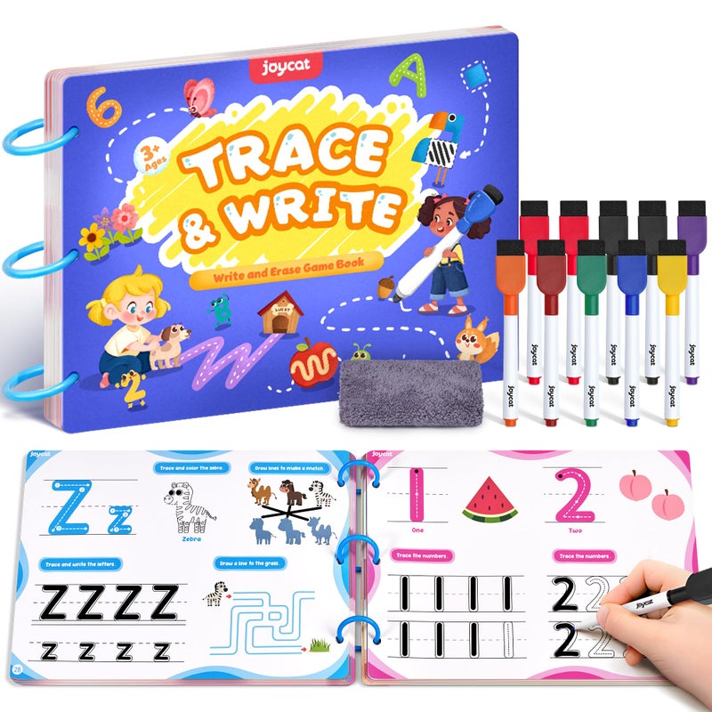 JoyCat Preschool Learning Activities 48 Reusable Pages Handwriting Practice for Kids Toddlers Tracing Letter Number Workbooks Educational Autism Busy Book Learning Gift Toys for 3 4 5 Year Olds - Image 3