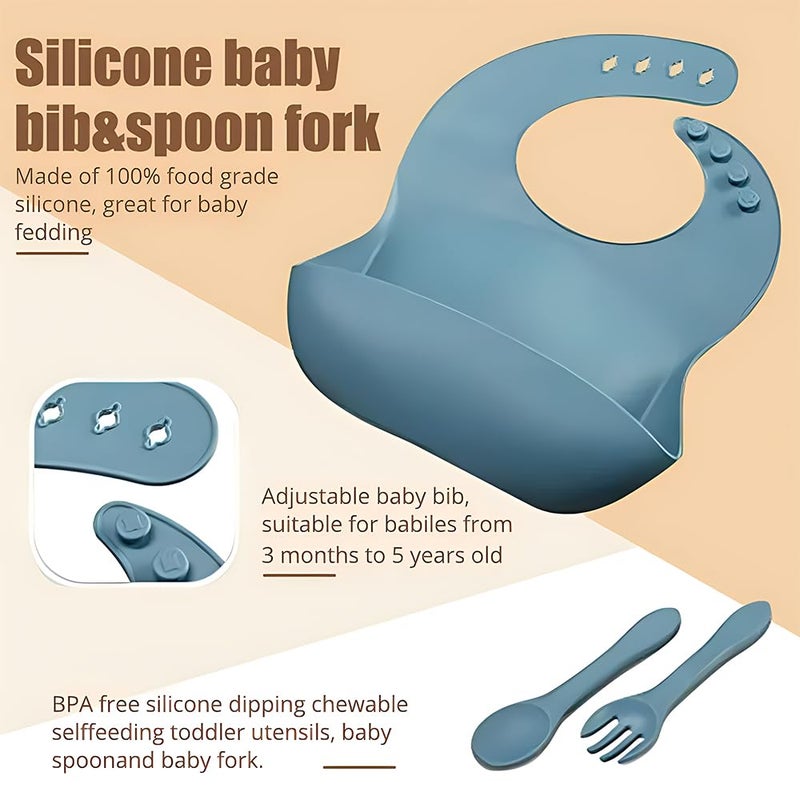 MIICASA Silicone Baby Feeding Set,Miicasa Baby Led Weaning Supplies Kit With Suction Bowl & Car Plate, Bib, Spoon, Fork, Cup - Food-Grade Silicone, Dishwasher-Safe, No BPAs - For 3+ Months - Image 3