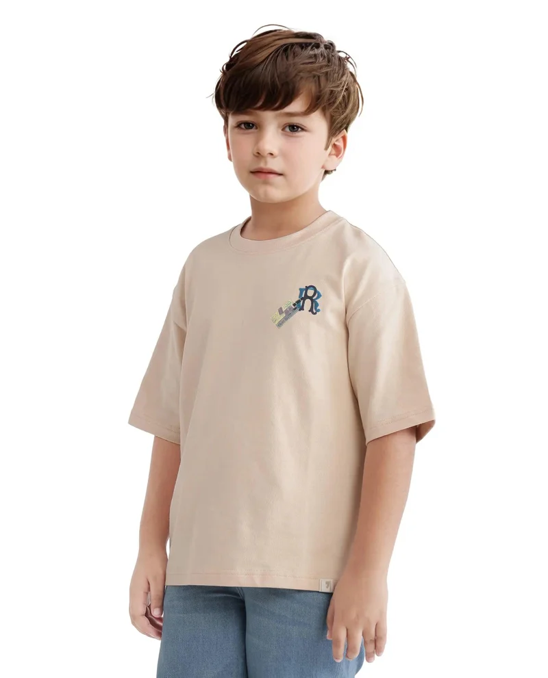Rare Ones Rare Ones Kids Traw Beige Cotton Half Sleeve Crew Neck T-Shirt