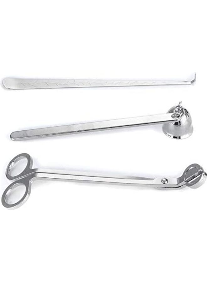 نيبمينينت أداة إطفاء فتيل الشمع من الاستانلس ستيل 3 قطع فضي