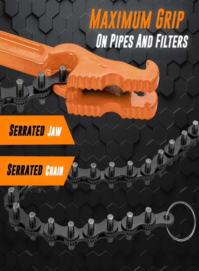 AMERICAN MUTT TOOLS مفتاح سلسلة من Mutt Tools مقاس 12 بوصة - مفتاح أنابيب سلسلة شديد التحمل للأنابيب من 1-1/2 بوصة إلى 6 بوصات - مفتاح فلتر زيت سلسلة احترافي للميكانيكيين والسباكين - Image 3