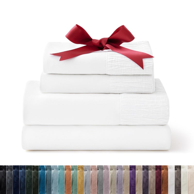 Bedsure Bedsure Full Size Bed Sheets  4 Pieces Soft Full Sheet Set  Breathable  Cooling  Hotel Luxury  Easy Care Polyester Microfiber Bedding for Women Men Bright White 