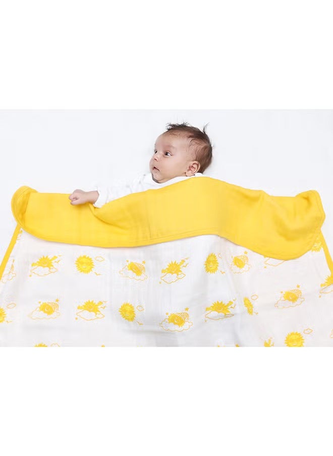 Kaarpas - Newborn Swaddle Blanket Wrap | Baby Swaddle Wrap Sleep Sacks for Baby Girls Boys | Baby Swaddle 0-6 Months essentials | Organic Cotton Muslin 3 Layered Quilt Blanket With Sky Theme Of Sun - Image 1